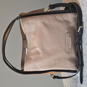 NWT American Leather Co. Auburn 2.0 Triple Entry Satchel Taupe Multi Crossbody